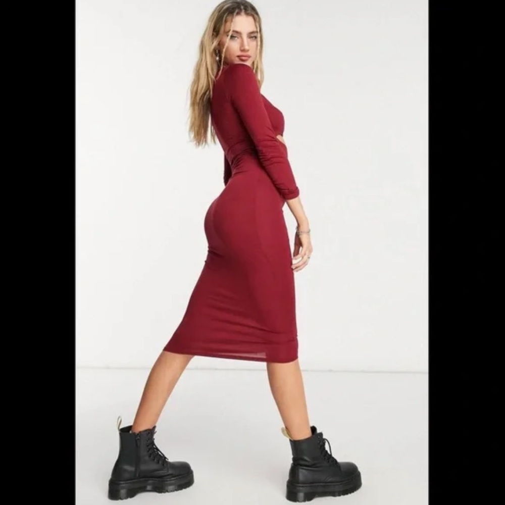 ASOS | Bolero Cutout Long Sleeve Midi Dress Sz US 6 - Picture 2 of 2